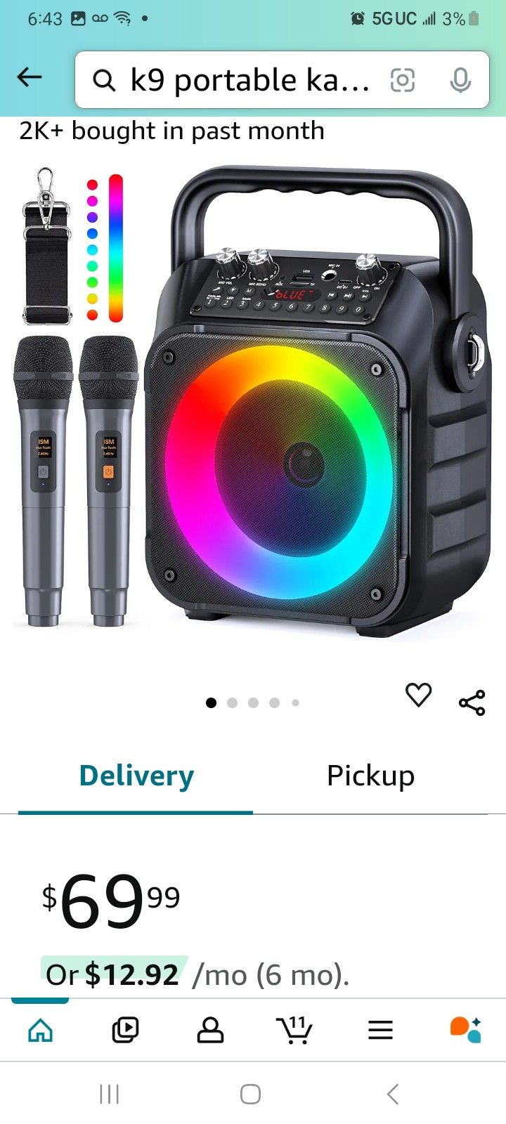 NEW Portable Karaoke Machine W/ W Wireless Microphones