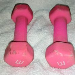 1 pair Barbell Neoprene Coated Dumbbell Set, Hot Pink - 3lbs
