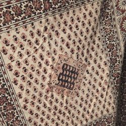Vintage Floral Block Print Shawl/Scarf – Beige, Red, Black – 100% Cotton