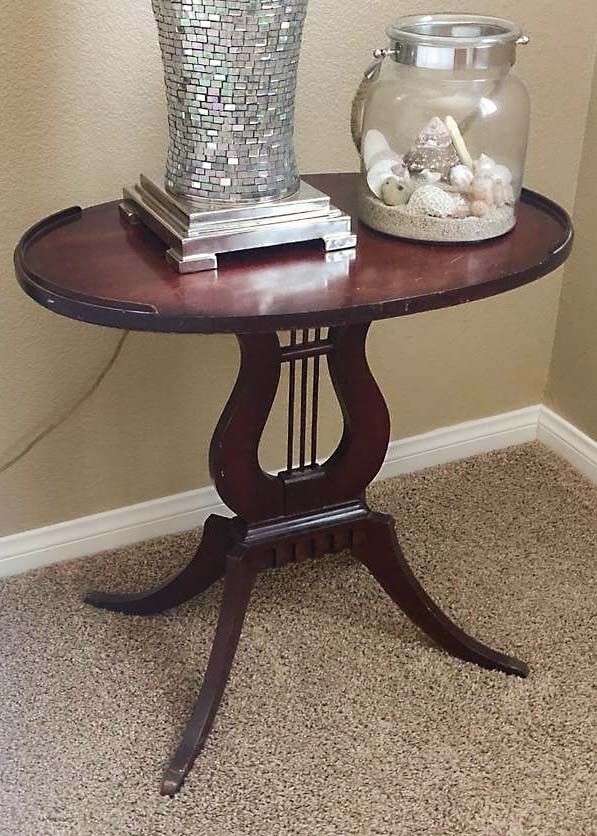Antique Accent Table w/Brass Feet