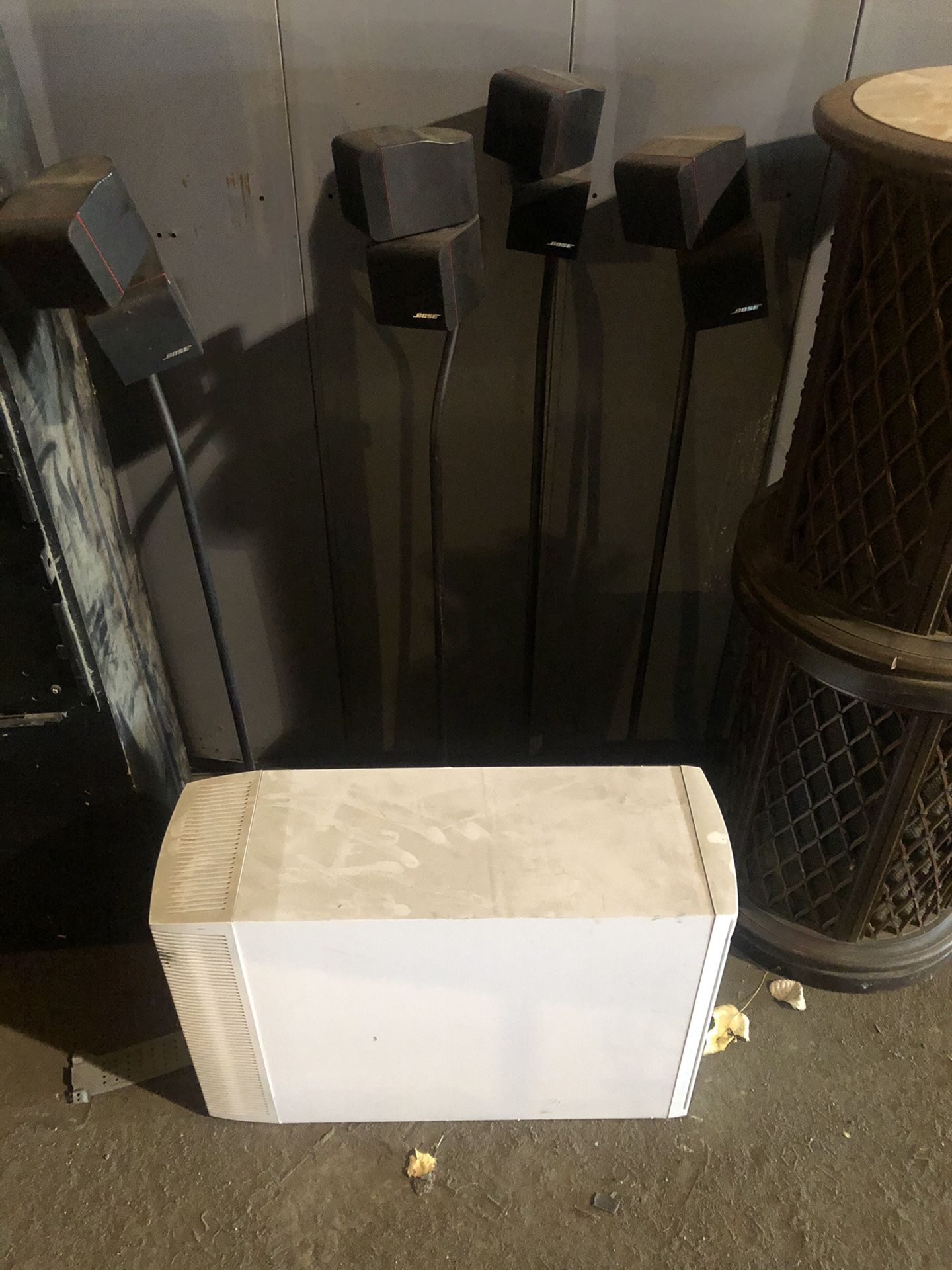Bose ps128 subwoofer with cube speaker and stands