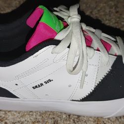 Women's Jordans .05 Dear Sis size 9 white black pink green