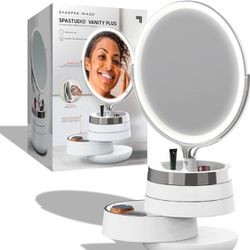 10” Vanity Mirror - Built-In Storage Trays, Swivel & Tilt Rotation, Touch-Activated Brightness Controls