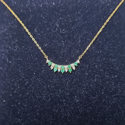 Emerald & White Sapphire Necklace 