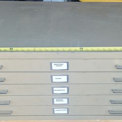 Safco Flat File Five Drawer Steel Cabinet For 36”x24” Documents 