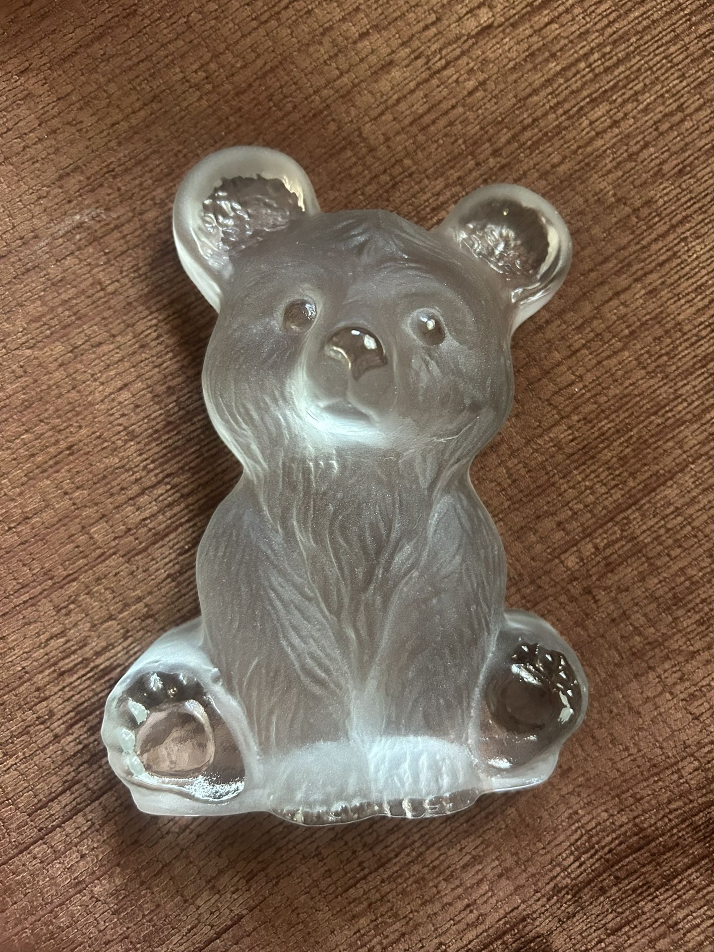 Vintage Circa 1979 Viking Studio Art Glass Satin Crystal Teddy Bear Figurine