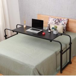 Overbed Table with Wheels Overbed Desk Over Bed Desk King Queen Bed Table Overbed Laptop Table Over Bed Table with Wheels(Black)