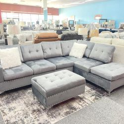Joy Sectional With Ottoman - All Color In Stock - Same Day Delivery🚚