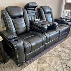 $10 Down Payment Finance 😍New Party Time Led Power Reclining Sofa 