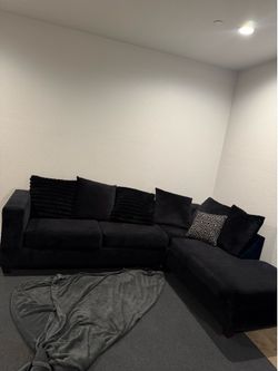 Black suede couch