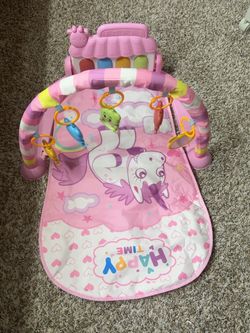 Pink Baby Play Gym with Piano & Hanging Toys