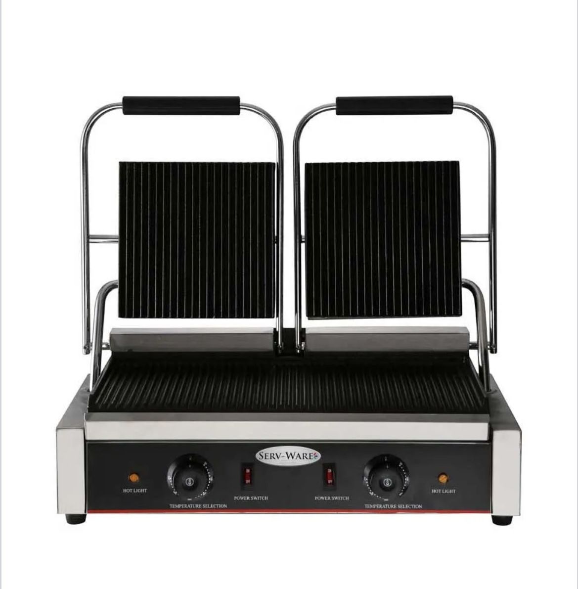 🥪Serv-Ware EPG-200GG Double Sandwich Panini Grill w/ 18" x 9" Grooved Plates, 120V🔥