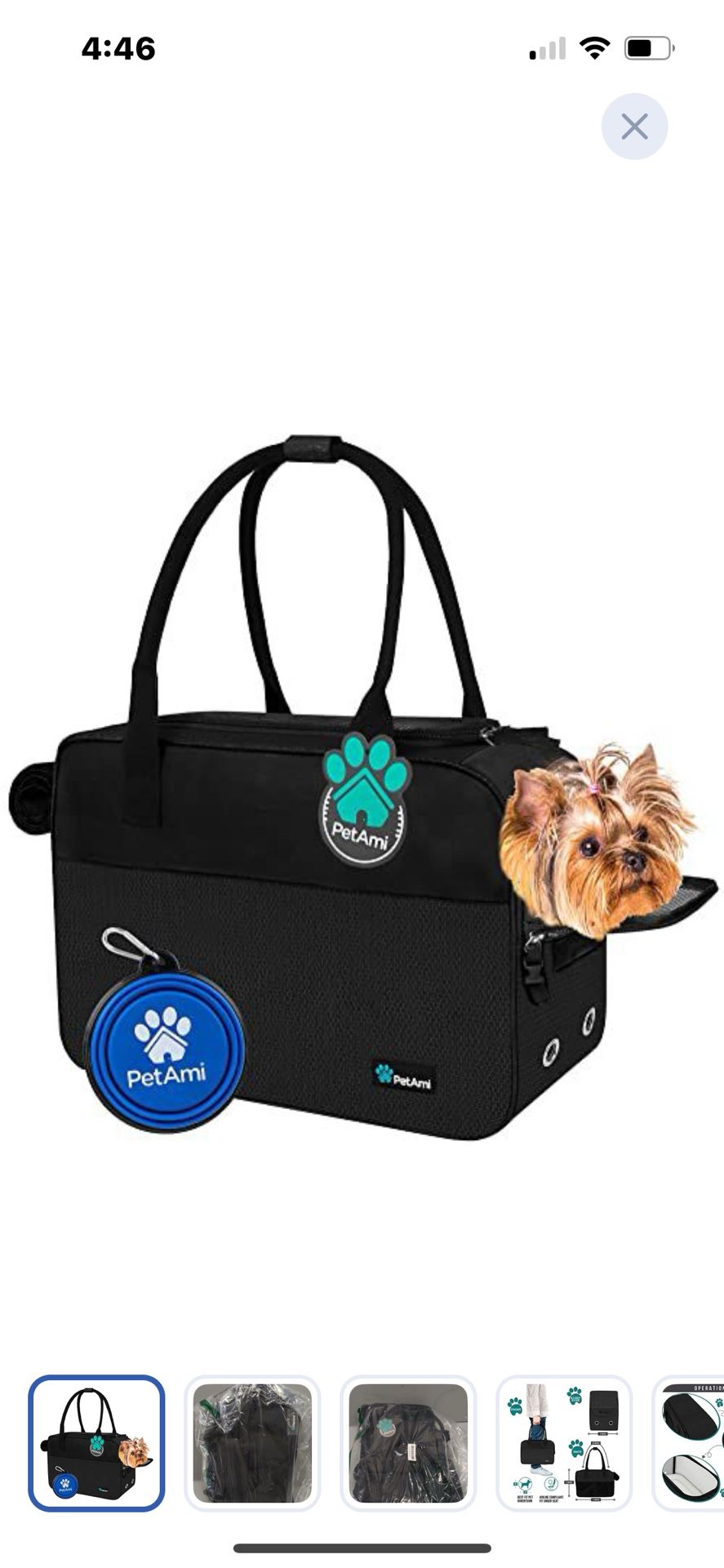 “New”Pet Carrier Bag (11”T X 17”L X 8”W)ventilated,plush Cushion Bottom(Black)retail$59