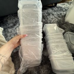 Multiple Plastic Containers With Lids