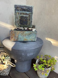 Round Concrete Pedestal Side Table