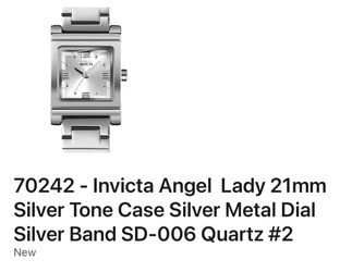 70242 - Invicta Angel Lady 21mm Silver Tone Case Silver Metal Dial Silver Band SD-006 Quartz