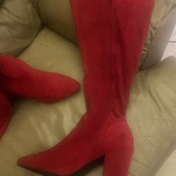 Knee High Red Boots