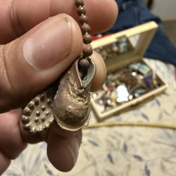 Vintage Keychain, Pair Of Baby Shoes. Brass.Cracker Jacks