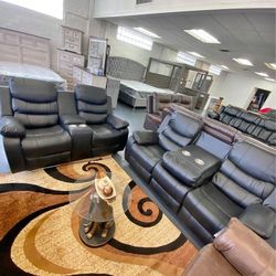 🫒New🫒$10 Down Payment Finance 🫒Jarita Black Reclining Living Room Set▪️# Sofa # Loveseat # Couch # Living Room Set Options Available