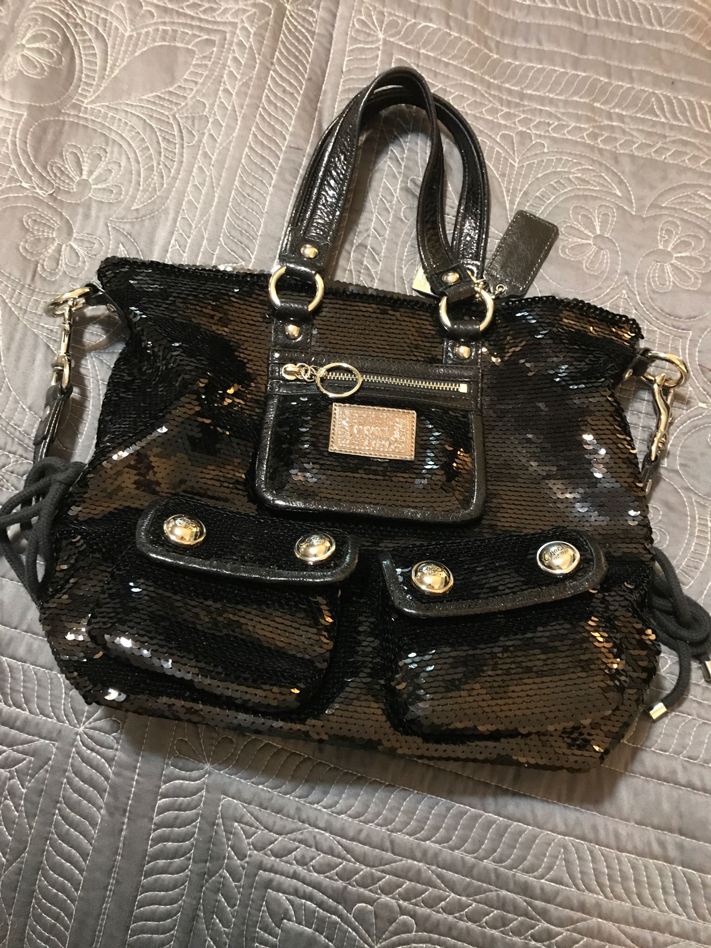 Coach sequin black purse , handbag Never Used