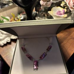 Sterling Silver Pink Necklace