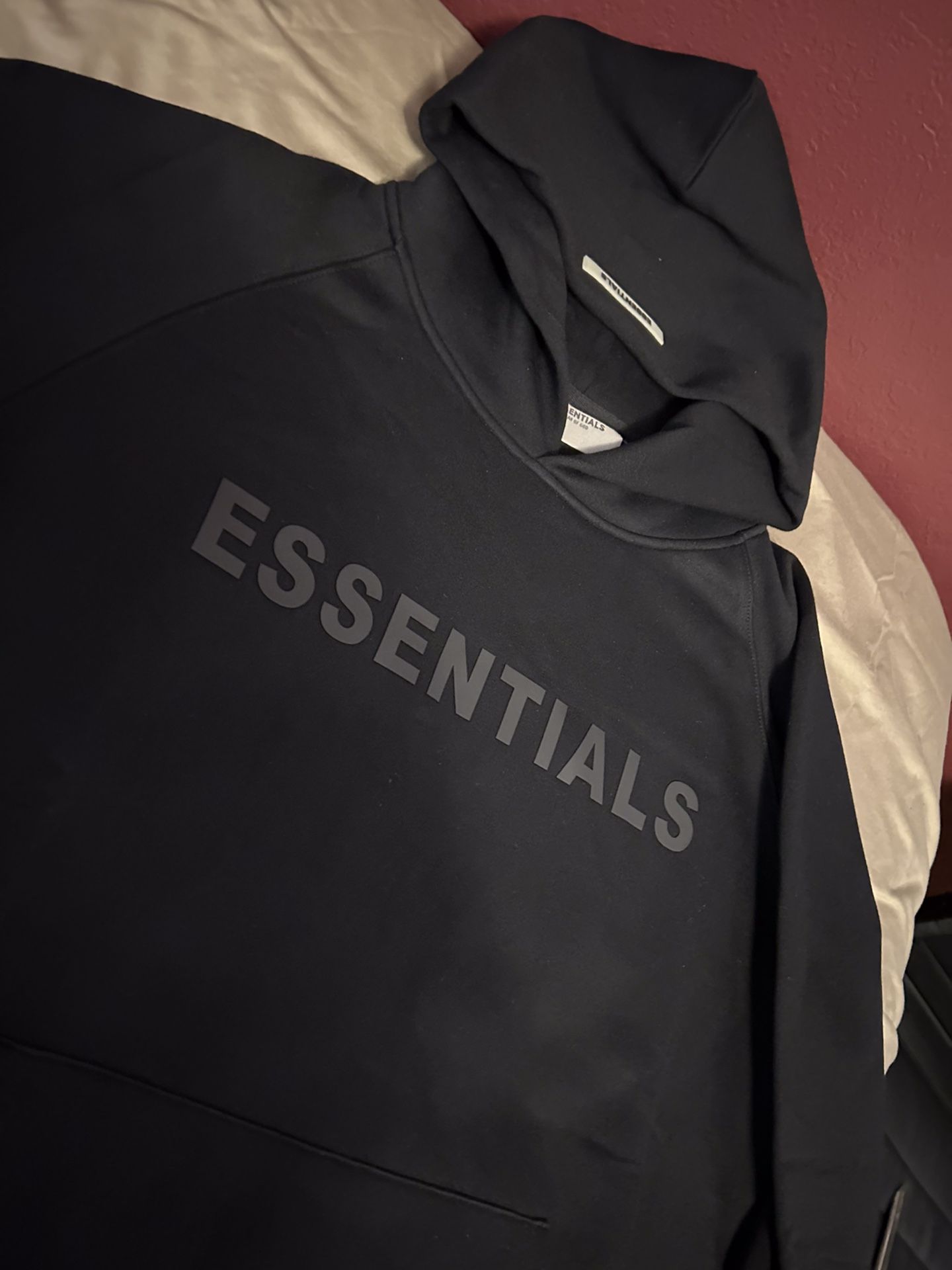 Essentials Black Hoodie Pullover Mens Fear Of God