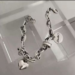 Silver Plated Heart Smile Bracelet