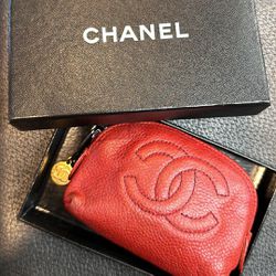 Vintage Chanel tiny red make up pouch In Box circa 1972