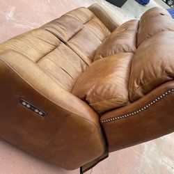 Electric Double Recliner Leather Couch 