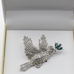 Charter Club Silver-Tone Crystal Dove with Olive Branch Pin