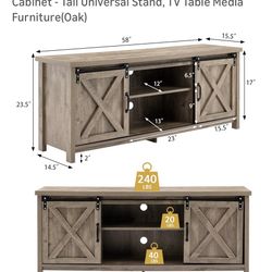 AUXSOUL Farmhouse Wood TV Stand with 2 Sliding Barndoorfor - Entertainment Center for 65 Inch TV Screen - Living Room Storage Cabinet - Tall Universal