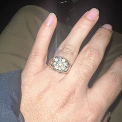 Men ring 14k gold cluster