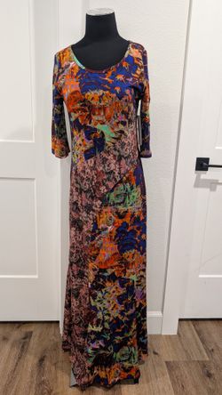 SOFT SURROUNDINGS Estelle Maxi Dress Jersey Knit Mixed Patterns, Size S