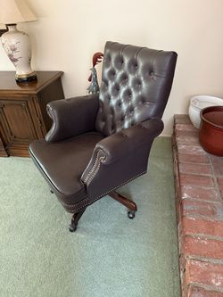 Real leather newly upholstered desk chair