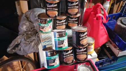 Miscellaneous cans of stain