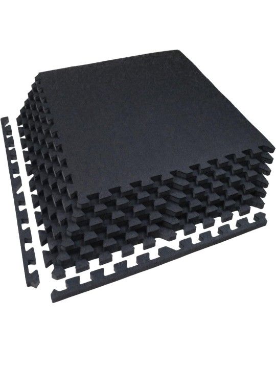 0.79in Thick 24 Sq Ft Exercise Equipment Mats, 6 Tiles Upgraded Rubber Top with High Density EVA Foam, Large Interlocking Puzzle Gym Flooring for Home