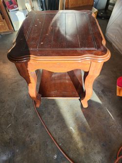 Wood End Table with Lower Shelf