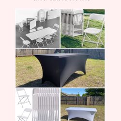 Tables, Chairs And Tablecloths for  Rent 