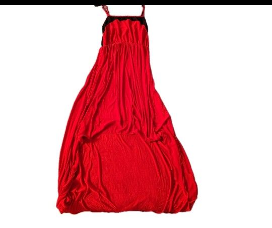 Red With Black Across Top Thin Strap Dress