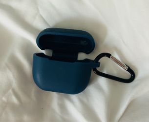 Navy Blue Silicone Case for AirPods with Carabiner