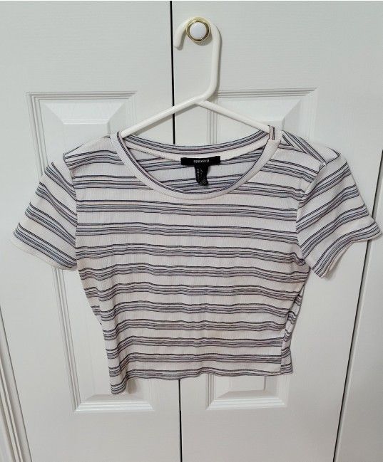 Forever 21 Striped Crop Top Size Large