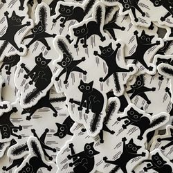 Jumping Black Cats Vinyl Sticker