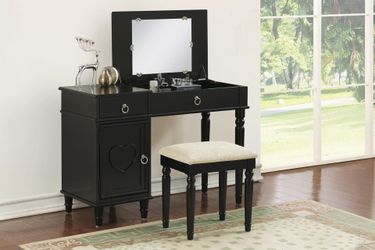 Brand New Black Vanity w Stool