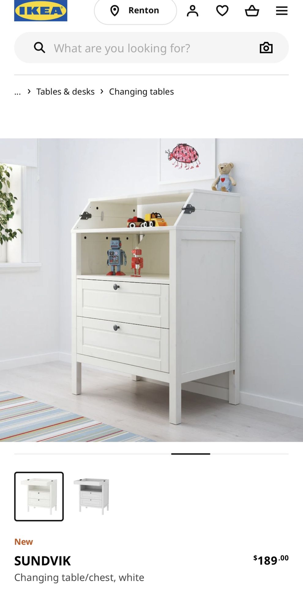White Cabinet/stand Up Desk/IKEA Changing Table 