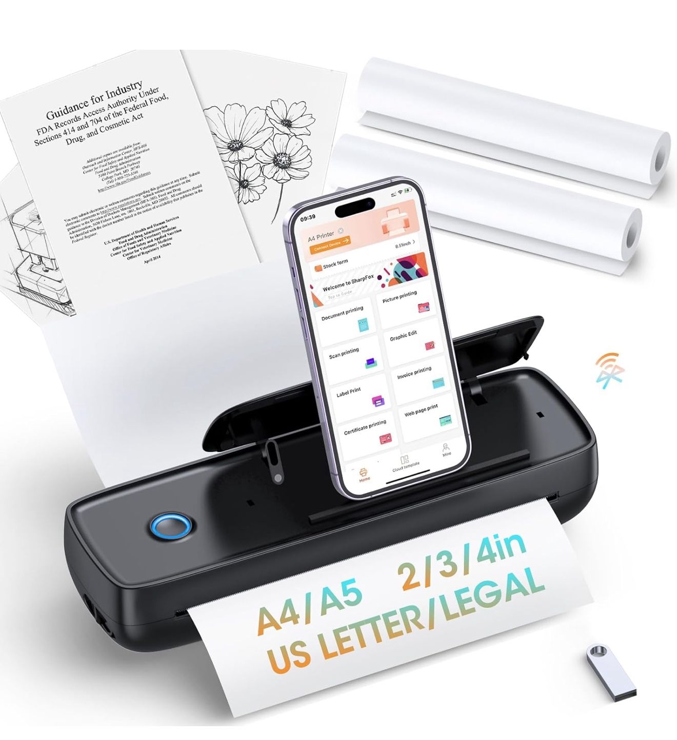 Portable Printer Wireless for Travel