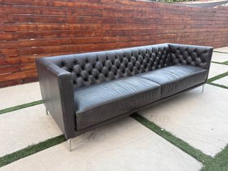 Cb2 high quality leather sofa with tufted back and sides