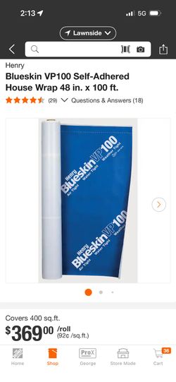 Blueskin VP100 Peel-n-stick House wrap