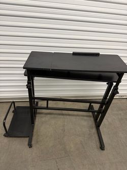 Adjustable Rolling Computer Desk + Computer Tower Stand