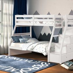 Twin_full Size White bubkbed with Orthopedic Mattress