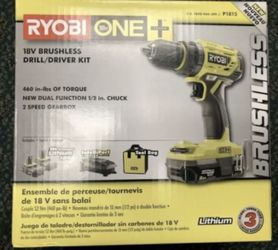 Ryobi ONE+ 18V Brushless Drill/Driver & 1 Battery Kit - Brand New